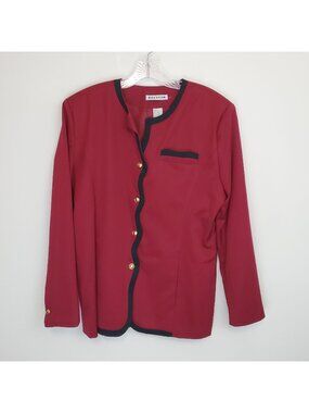 Halston cranberry 4-button blazer